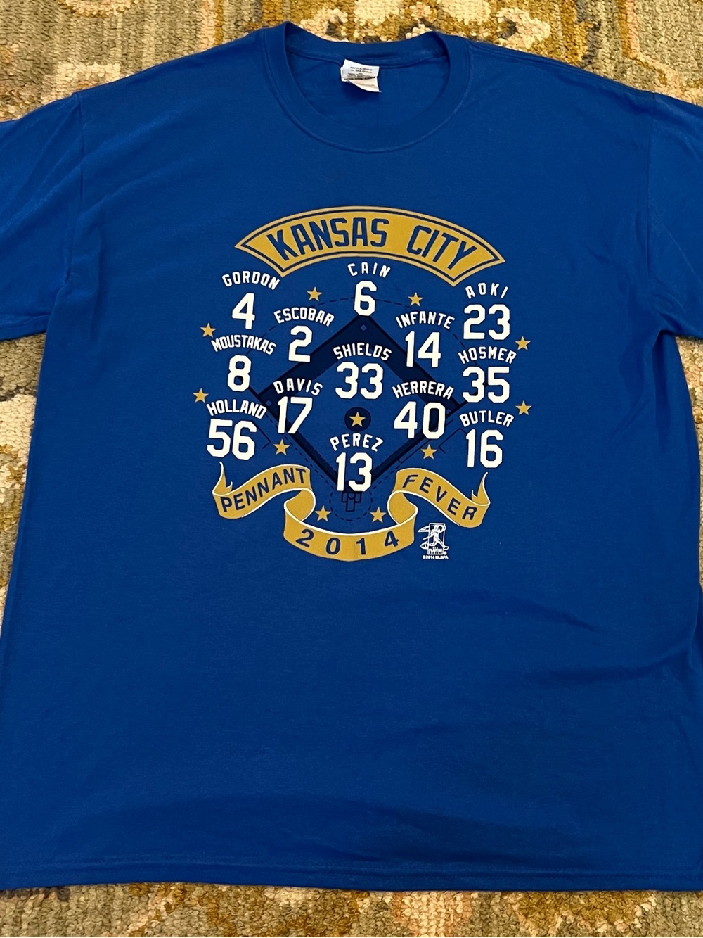 Kansas City Royals 2014 Team Pennant Shirt Men’s Size Large Color Blue